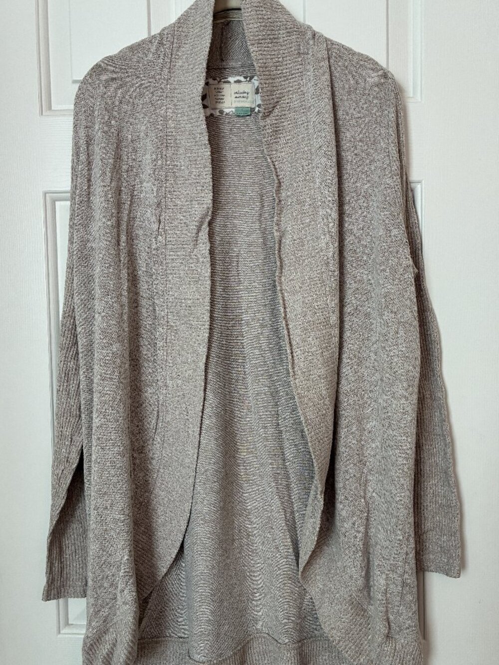 Saturday Sunday by Anthropologie Taupe Open Front Long Cardigan